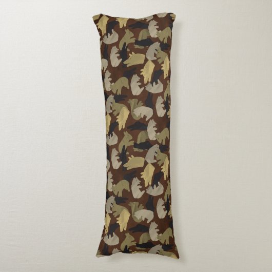 シルエットアニマルカモフラージブラウン ボディピロー (正面縦)