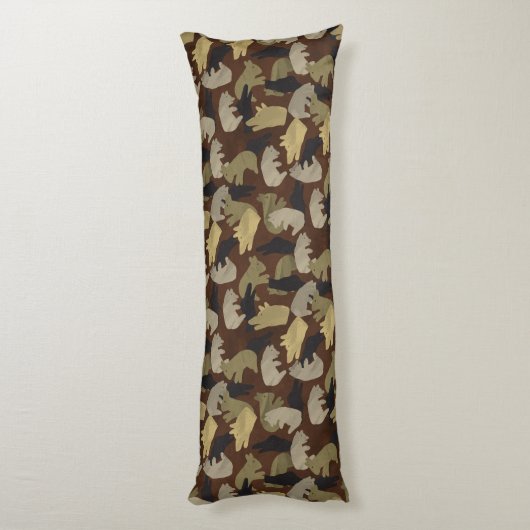 シルエットアニマルカモフラージブラウン ボディピロー (裏面 (縦))