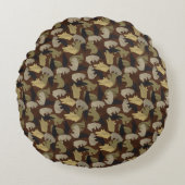 シルエットアニマルカモフラージブラウン ラウンドクッション (正面)