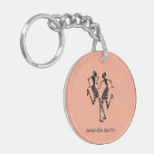 シルエットアフリカアート素晴らしカーニバルダンス キーホルダー (正面左)