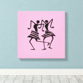 シルエットアフリカンアートお祝い キャンバスプリント (インサイチュ (ウッドフロア))