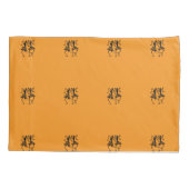 シルエットアフリカンアート、お祝いダンスオレンジ 枕カバー (裏面-左)