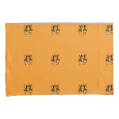 シルエットアフリカンアート、お祝いダンスオレンジ 枕カバー (正面右)