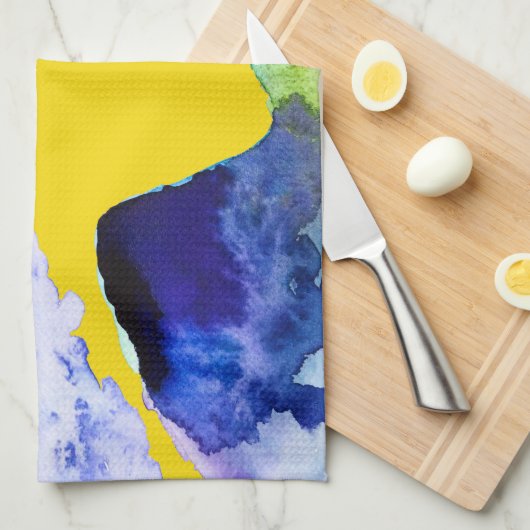 シルエットアートの水彩抽象芸術 キッチンタオル (四つ折り)