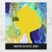 シルエットアートの水彩抽象芸術 ワインラベル (シングルラベル)