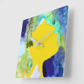 シルエットアート抽象芸術水彩 スクエア壁時計 (傾斜)