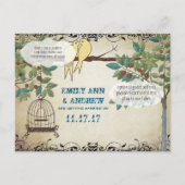 シルエットイエローバーズバードケージ日付保存 案内ポストカード (裏面)