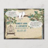 シルエットイエローバーズバードケージ日付保存 案内ポストカード (裏面)