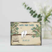 シルエットイエローバーズバードケージ日付保存 案内ポストカード (スタンド正面)