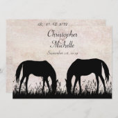 シルエットウマ放牧結婚ウマ 招待状 (正面/裏面)