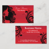 シルエットウーマン美容師 | レッド 名刺 (正面/裏面)