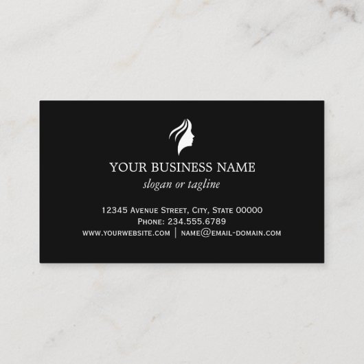 シルエットウーマン顔金ゴールドストライプ白黒 名刺 (裏面)