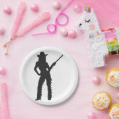 シルエットオブウエスタン女性のカーボーイ ペーパープレート (パーティー)