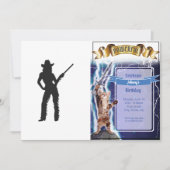 シルエットオブウエスタン女性のカーボーイ 招待状 (正面)