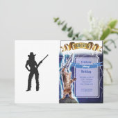 シルエットオブウエスタン女性のカーボーイ 招待状 (スタンド正面)