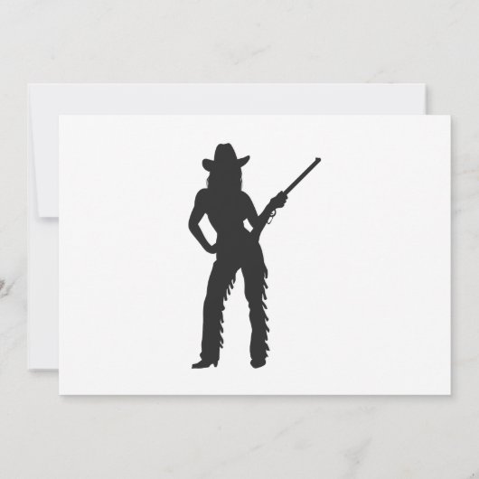 シルエットオブウエスタン女性のカーボーイ 招待状 (裏面)