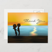 シルエットカップルサンセット~サンライズビーチサンライズ ポストカード (正面/裏面)