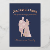 シルエットカップル婚約おめでとう 箔招待状 (正面)