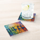 シルエットカラフル踊り ガラスコースター (アングル)