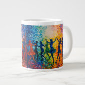 シルエットカラフル踊り ジャンボコーヒーマグカップ (正面右)