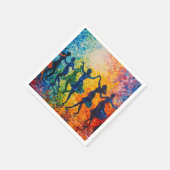 シルエットカラフル踊り スタンダードカクテルナプキン (角)