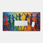 シルエットカラフル踊り デスクマット (キーボード&マウス)