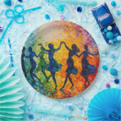 シルエットカラフル踊り ペーパープレート (パーティー)