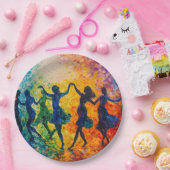 シルエットカラフル踊り ペーパープレート (パーティー)