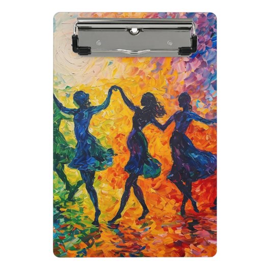 シルエットカラフル踊り ミニクリップボード (正面)