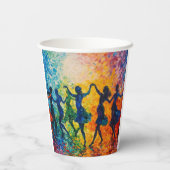 シルエットカラフル踊り 紙コップ (裏面)