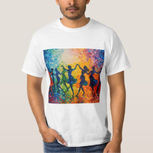 シルエットカラフル踊り Tシャツ