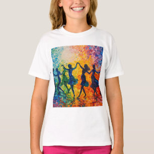 シルエットカラフル踊り Tシャツ