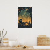 シルエットガールナイトキャンピングアドベンチャー ポスター (キッチン)