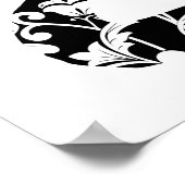 シルエットキャットフラワーパターン猫好き、キャットオーナー ポスター (角)