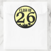 シルエットグラデーションの卒業式キャップを投げるクラス ラウンドシール (バッグ)