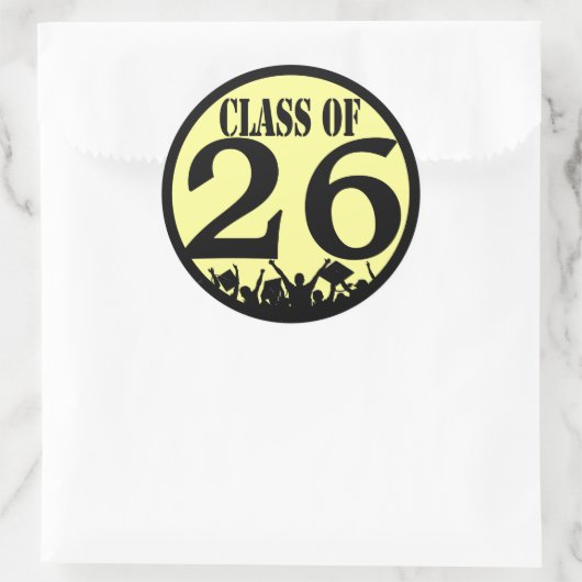 シルエットグラデーションの卒業式キャップを投げるクラス ラウンドシール (バッグ)