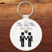 シルエットゲイルームとレインボーハート キーホルダー (正面)