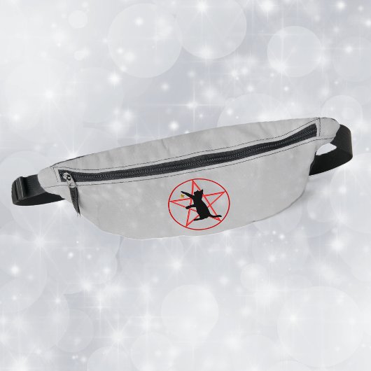 シルエットシッティングキャット金ゴールドスターレッドペンタグラム ファニーパック