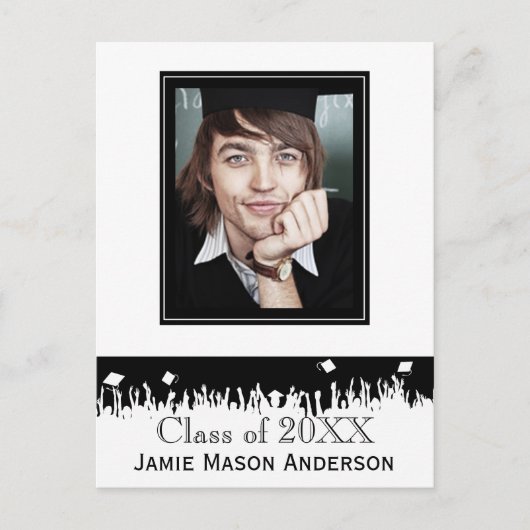 シルエットシニア卒業招待状 インビテーションポストカード (正面)