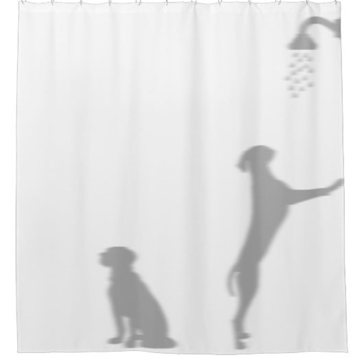 シルエットシャドウおもしろいの後ろにシャワーを浴びた犬おもしろいたち シャワーカーテン (正面)