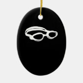 シルエットスイミングラバーゴーグルおもしろいスイム セラミックオーナメント (正面)
