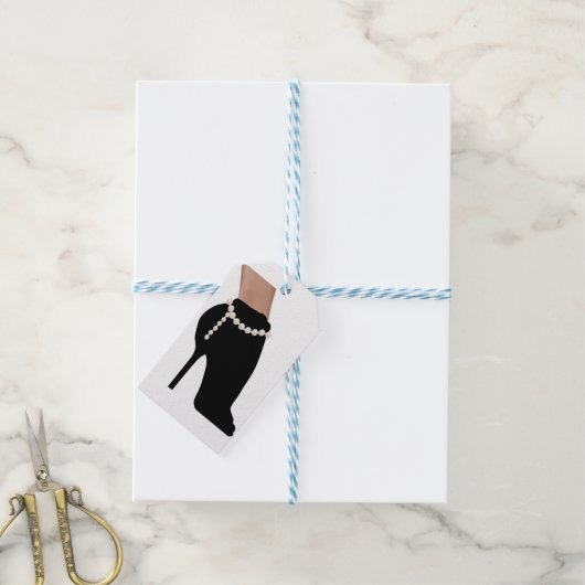 シルエットスタイリッシュの美しい女性シューズ ギフトタグ (より糸付き)