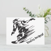 シルエットスノーボーディングマウンテン誕生日招待状 招待状 (スタンド正面)