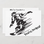 シルエットスノーボーディングマウンテン誕生日招待状 招待状 (正面/裏面)