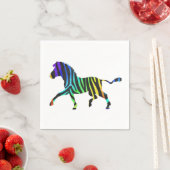 シルエットゼブラブラックとレインボー スタンダードカクテルナプキン (インサイチュ)