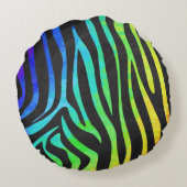 シルエットゼブラブラックとレインボー ラウンドクッション (裏面)