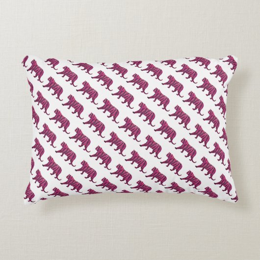 シルエットタイガーピンクとブラック アクセントクッション (正面)