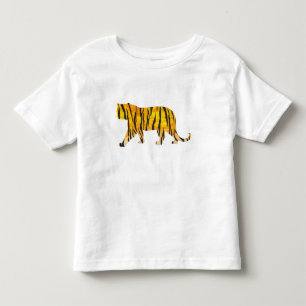 シルエットタイガーブラックとオレンジ トドラーTシャツ
