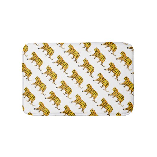 シルエットタイガーブラックとオレンジ バスマット (正面)