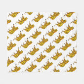 シルエットタイガーブラックとオレンジ フリースブランケット (正面(横))